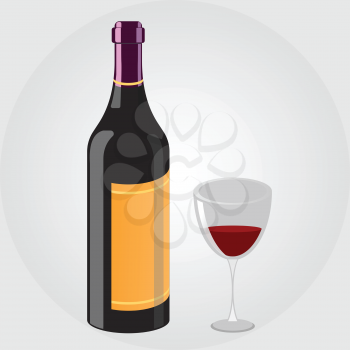 Colorful wine bottle and glass vector