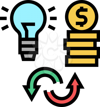 idea to money converter color icon vector. idea to money converter sign. isolated symbol illustration
