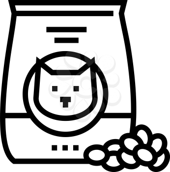 cat dry food line icon vector. cat dry food sign. isolated contour symbol black illustration