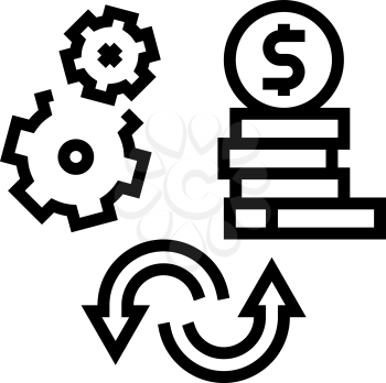 work to money converter line icon vector. work to money converter sign. isolated contour symbol black illustration