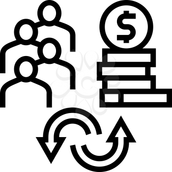people to money converter line icon vector. people to money converter sign. isolated contour symbol black illustration