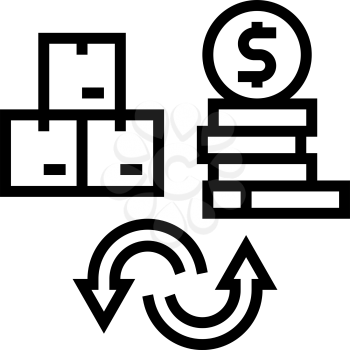 goods to money converter line icon vector. goods to money converter sign. isolated contour symbol black illustration