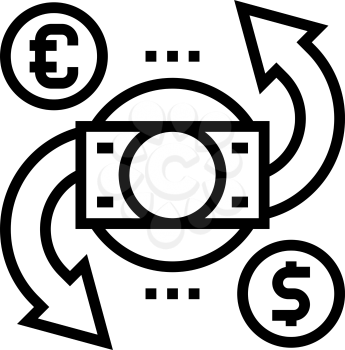 currency exchange and converter line icon vector. currency exchange and converter sign. isolated contour symbol black illustration