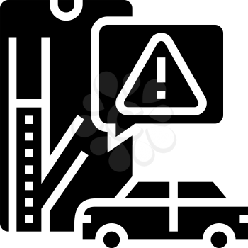 closed road warning glyph icon vector. closed road warning sign. isolated contour symbol black illustration