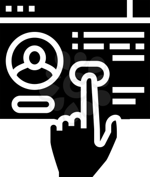 internet profile or blog subscription glyph icon vector. internet profile or blog subscription sign. isolated contour symbol black illustration