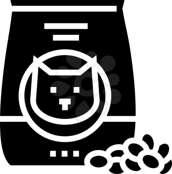 cat dry food glyph icon vector. cat dry food sign. isolated contour symbol black illustration