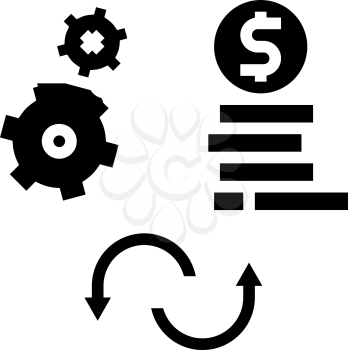 work to money converter glyph icon vector. work to money converter sign. isolated contour symbol black illustration