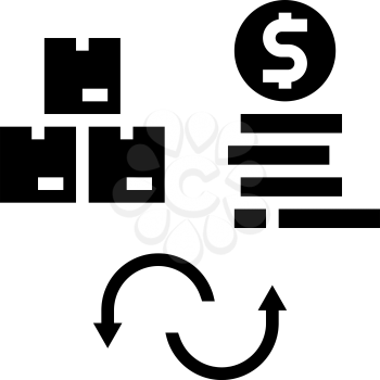goods to money converter glyph icon vector. goods to money converter sign. isolated contour symbol black illustration