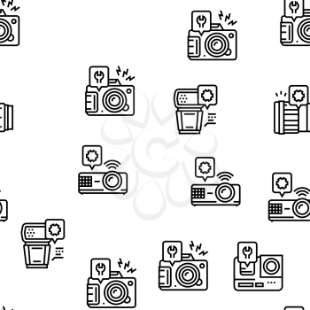 Electronic Repair Vector Seamless Pattern Thin Line Illustration