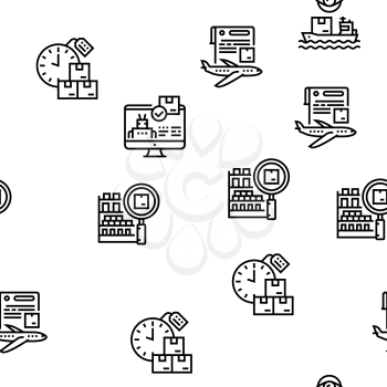 Supply Chain Management System Vector Seamless Pattern Thin Line Illustration