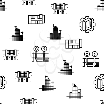 Building Construction Vector Seamless Pattern Thin Line Illustration