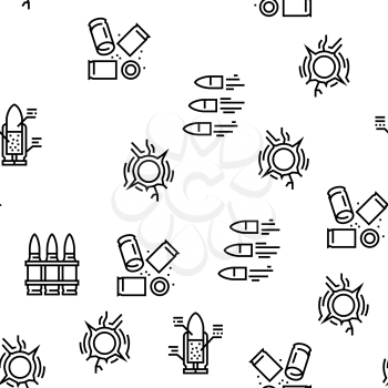 Bullet Ammunition Vector Seamless Pattern Thin Line Illustration