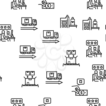 Industrial Process Vector Seamless Pattern Thin Line Illustration