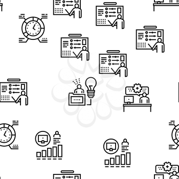 About Me Presentation Vector Seamless Pattern Thin Line Illustration