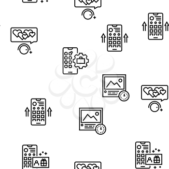 Smm Media Marketing Vector Seamless Pattern Thin Line Illustration