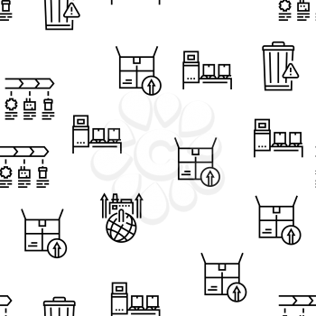 Circular And Linear Economy Model Vector Seamless Pattern Thin Line Illustration