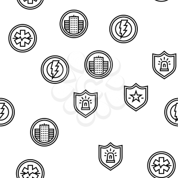 Public Service Signs Vector Seamless Pattern Thin Line Illustration