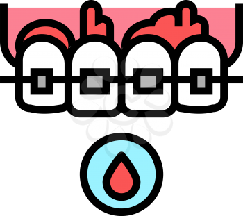 blood from tooth braces color icon vector. blood from tooth braces sign. isolated symbol illustration