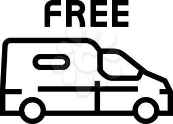 van transportation free shipping line icon vector. van transportation free shipping sign. isolated contour symbol black illustration