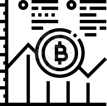 growth bitcoin rate ico line icon vector. growth bitcoin rate ico sign. isolated contour symbol black illustration