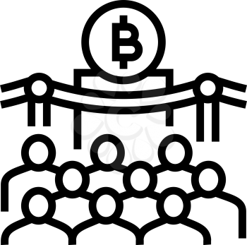 presentation bitcoin line icon vector. presentation bitcoin sign. isolated contour symbol black illustration