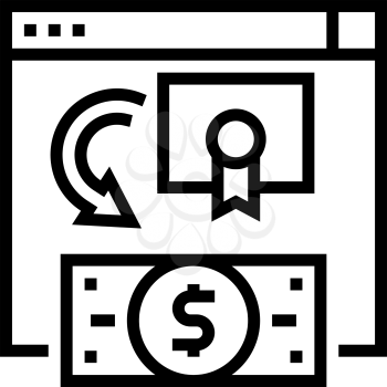 exchange share company to moey line icon vector. exchange share company to moey sign. isolated contour symbol black illustration