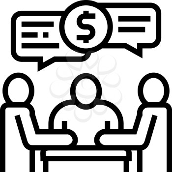 shareholders business meeting and discussion line icon vector. shareholders business meeting and discussion sign. isolated contour symbol black illustration