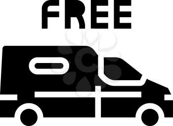 van transportation free shipping glyph icon vector. van transportation free shipping sign. isolated contour symbol black illustration
