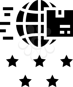feedback international free shipping glyph icon vector. feedback international free shipping sign. isolated contour symbol black illustration