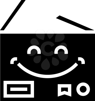 carbdoard happy free shipping glyph icon vector. carbdoard happy free shipping sign. isolated contour symbol black illustration