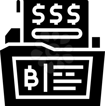 financial report digital coin glyph icon vector. financial report digital coin sign. isolated contour symbol black illustration