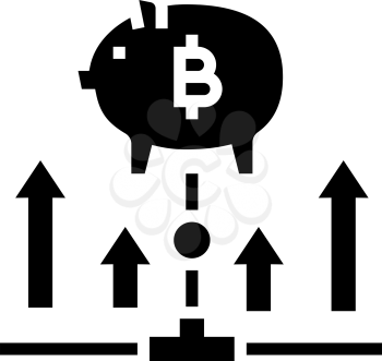 fundraising digital coin ico glyph icon vector. fundraising digital coin ico sign. isolated contour symbol black illustration