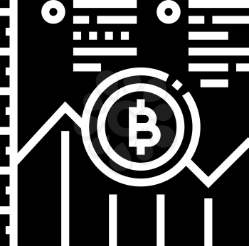 growth bitcoin rate ico glyph icon vector. growth bitcoin rate ico sign. isolated contour symbol black illustration