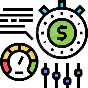 time for earn money settings and optimize color icon vector. time for earn money settings and optimize sign. isolated symbol illustration