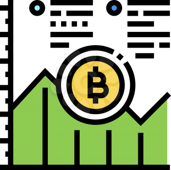 growth bitcoin rate ico color icon vector. growth bitcoin rate ico sign. isolated symbol illustration