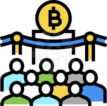 presentation bitcoin color icon vector. presentation bitcoin sign. isolated symbol illustration