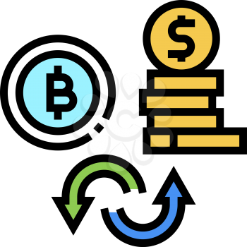 currancy money to bitcoin color icon vector. currancy money to bitcoin sign. isolated symbol illustration