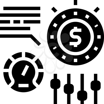 time for earn money settings and optimize glyph icon vector. time for earn money settings and optimize sign. isolated contour symbol black illustration