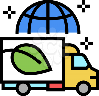 eco delivery truck color icon vector. eco delivery truck sign. isolated symbol illustration