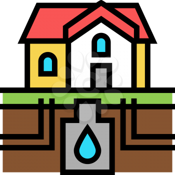 house drainage system and water storage color icon vector. house drainage system and water storage sign. isolated symbol illustration