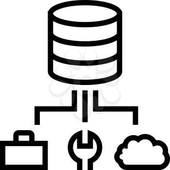 business, fix and cloud storage digital processing line icon vector. business, fix and cloud storage digital processing sign. isolated contour symbol black illustration