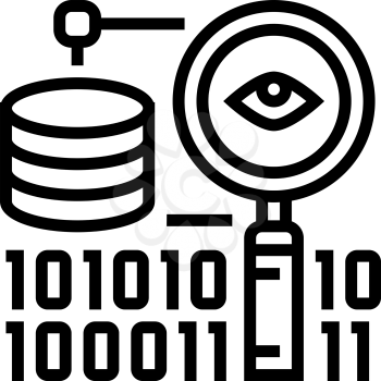 analysis binary digital processing line icon vector. analysis binary digital processing sign. isolated contour symbol black illustration