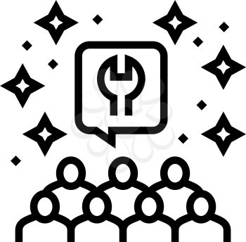 advertising settings crowdsoursing line icon vector. advertising settings crowdsoursing sign. isolated contour symbol black illustration