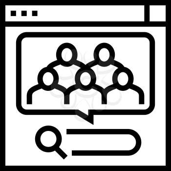 analytics of people requests in internet line icon vector. analytics of people requests in internet sign. isolated contour symbol black illustration