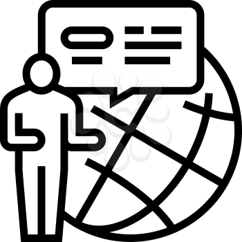 worldwide crowdsoursing line icon vector. worldwide crowdsoursing sign. isolated contour symbol black illustration