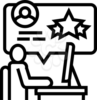 human readinf review in internet and crowdsoursing line icon vector. human readinf review in internet and crowdsoursing sign. isolated contour symbol black illustration