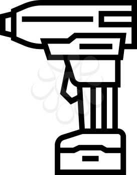 drill with air compressor line icon vector. drill with air compressor sign. isolated contour symbol black illustration