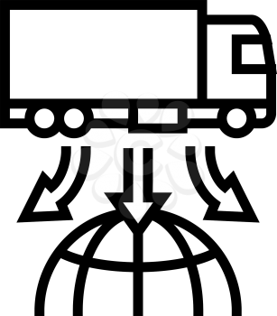 truck delivery world logistics line icon vector. truck delivery world logistics sign. isolated contour symbol black illustration
