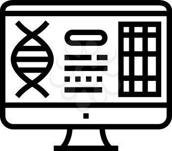 computer research genetic molecule line icon vector. computer research genetic molecule sign. isolated contour symbol black illustration