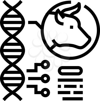 animal genetic line icon vector. animal genetic sign. isolated contour symbol black illustration